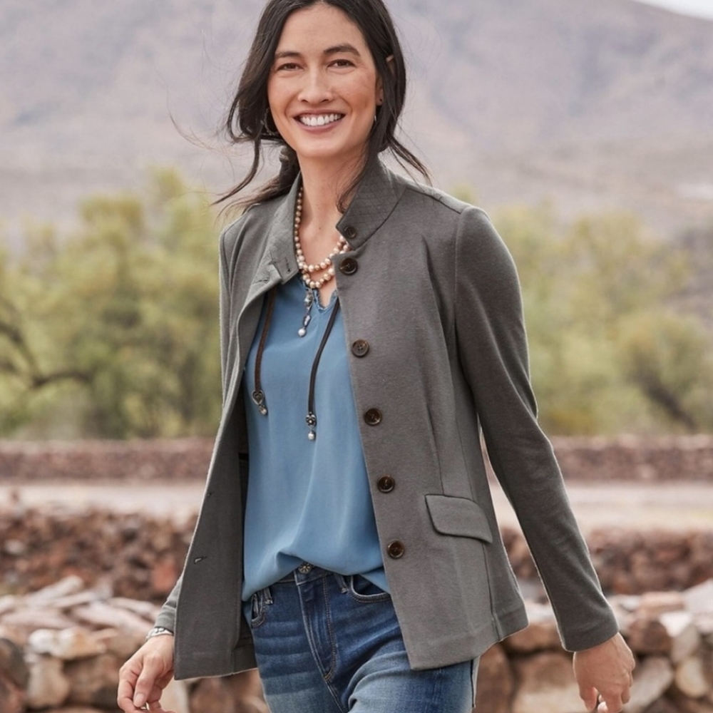 NWOT Sundance Park Single Breasted Knit Blazer Heather Gray